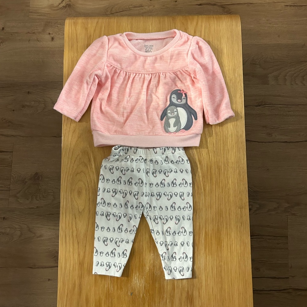Carter's Pink Penguin Baby Outfit